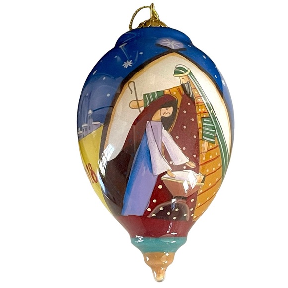 Pier 1 Imports Li Bien Hand Painted 2018 Nativity Glass Xmas Tear Drop Ornament - Picture 6 of 11